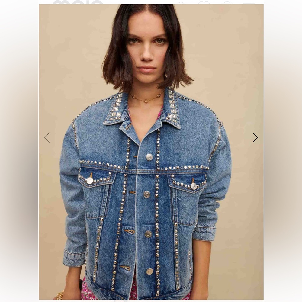 Maje NWT Denim jacket with rhinestones